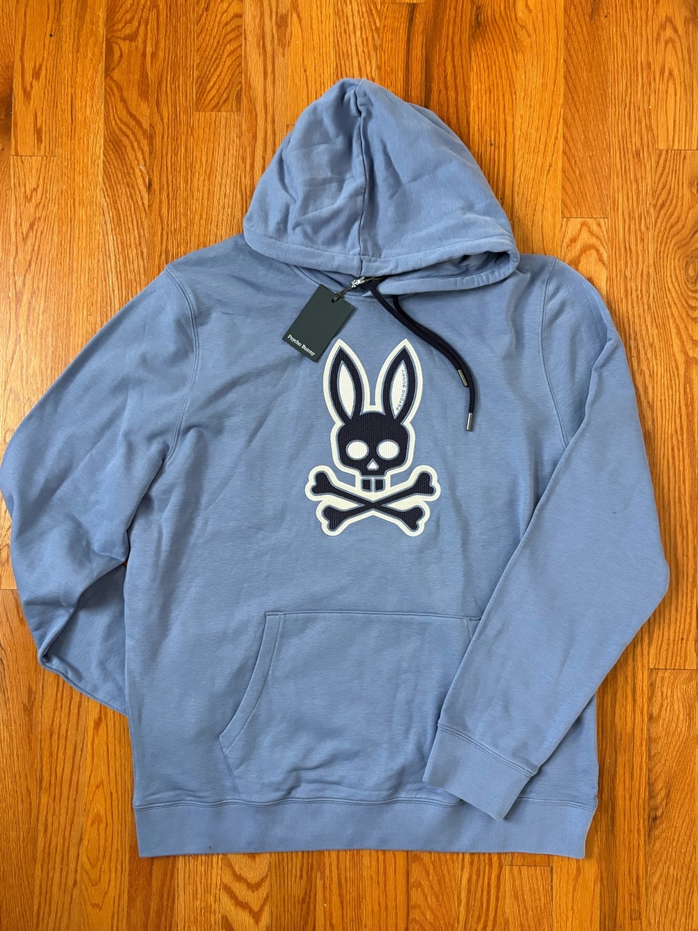 Psycho Bunny Ryder Embroidered Bunny Patch Hoodie Men's XL Blue NWT